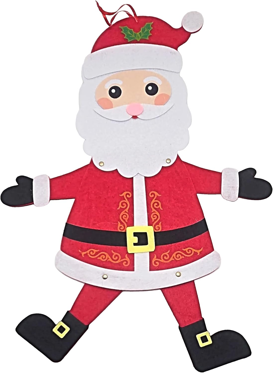 Multicolor Jointed Felt Hanging Christmas Ornaments, 4 Pieces