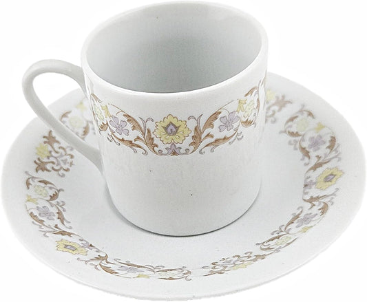 Party Favors Plus Fine Porcelain Coffee Cup and Saucer Set 12 Piece White Floral