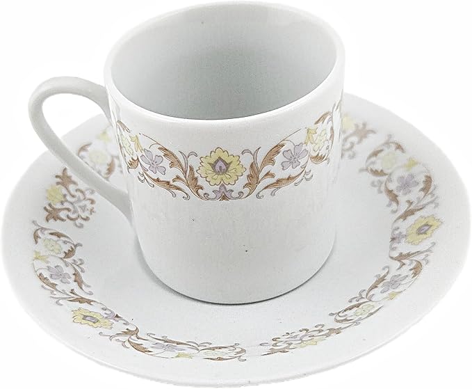 Party Favors Plus Fine Porcelain Coffee Cup and Saucer Set 12 Piece White Floral
