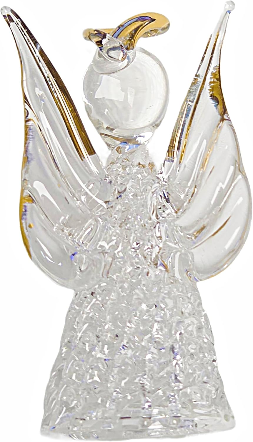 Party Favors Plus Crystal Praying Angel Figurine Gold Accents Clear Resin 2.5 Inch 3 Count