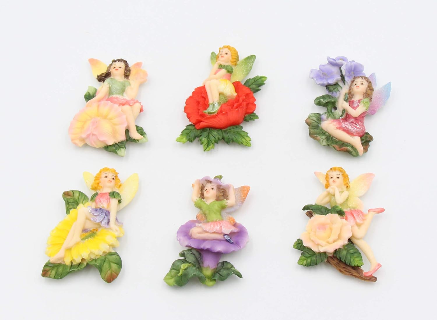 Cosmos Gifts Fine Polyresin Fairy Angel with Flowers Refrigerator Magnet Set of 6 3" 752593061097