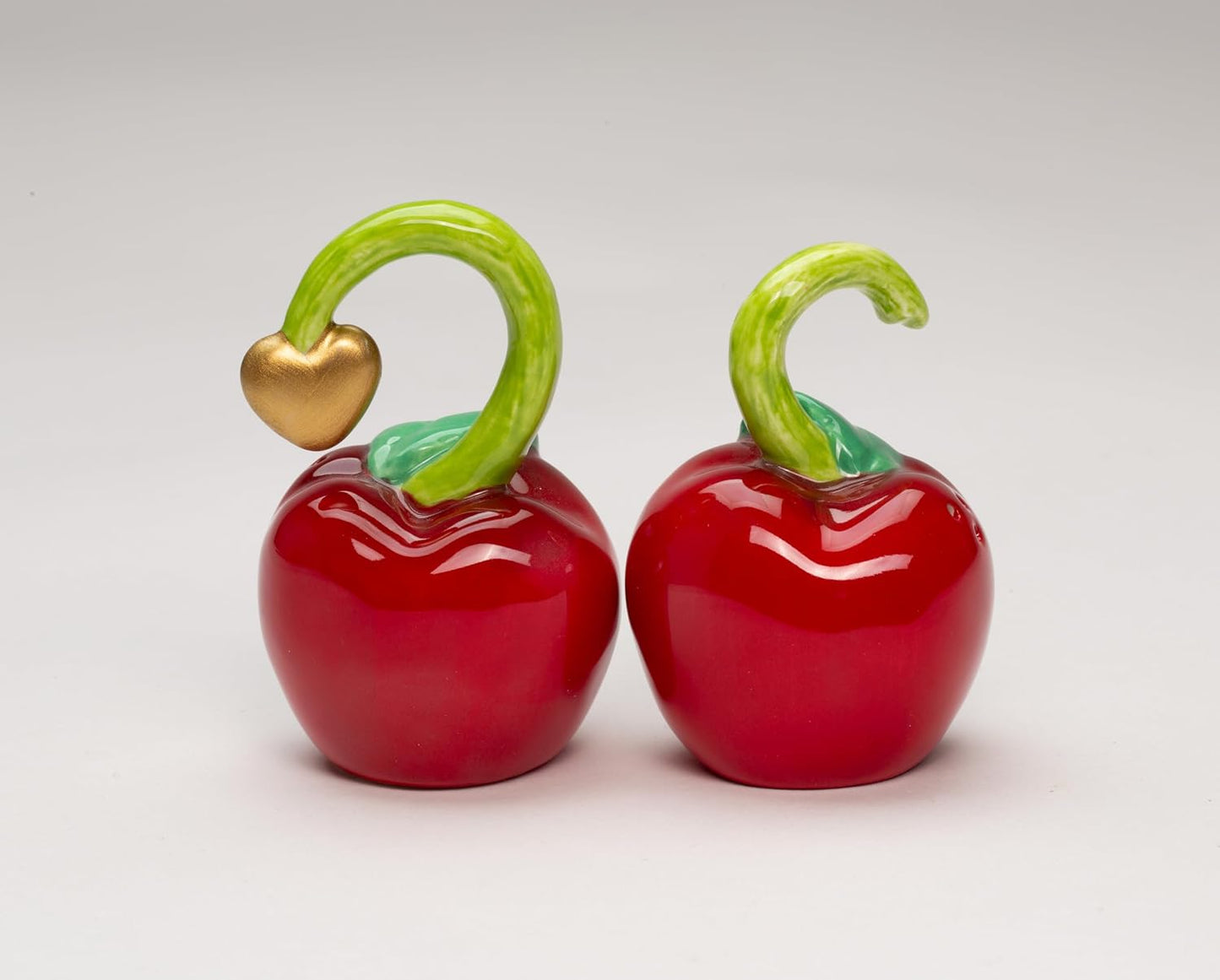 Cosmos Gifts Fine Ceramic Cherry Apple Love Heart Salt & Pepper Shakers Set 3-1/8" H