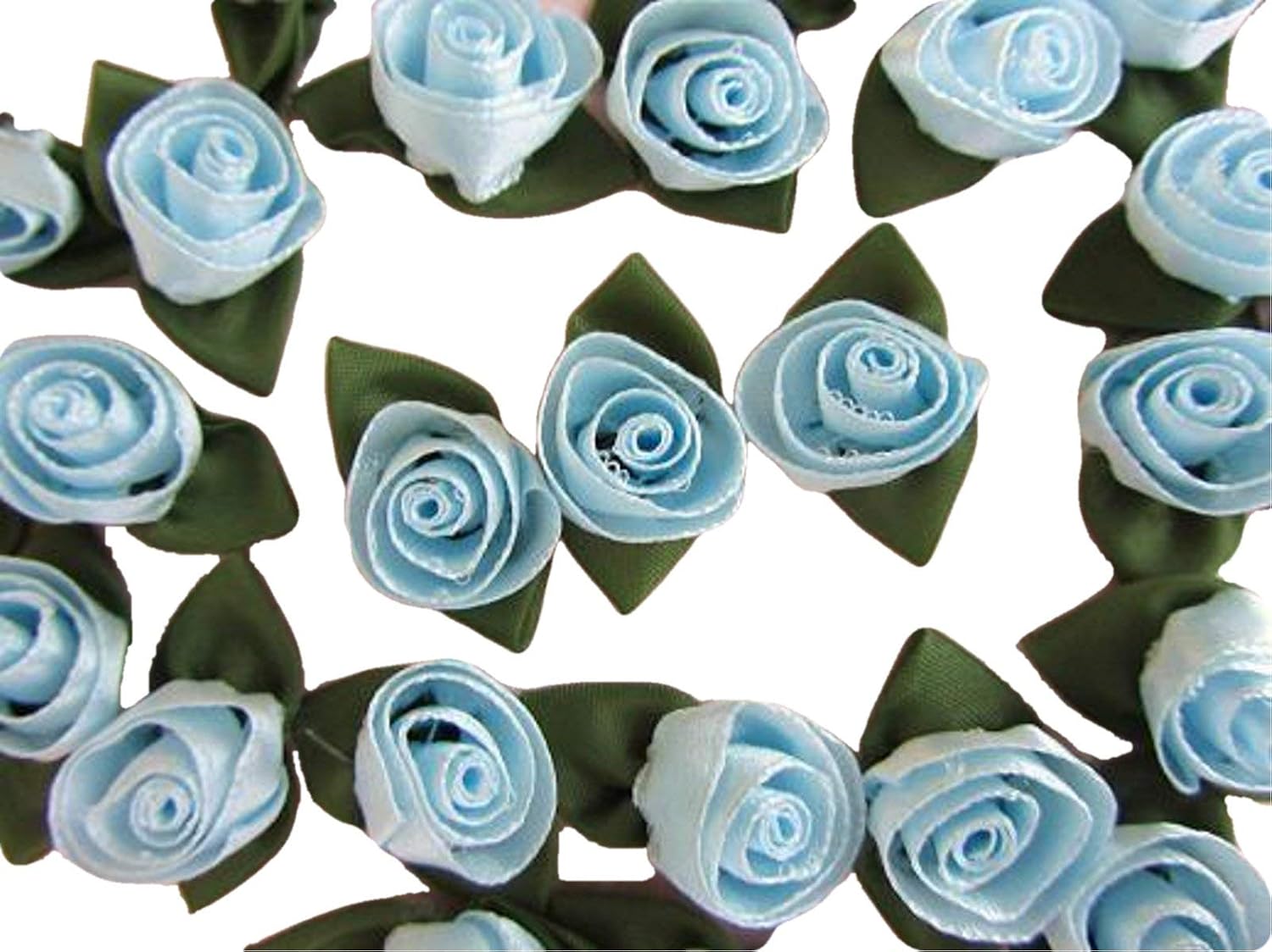 Party Favors Plus Satin Tulip Rose Applique Light Blue 24 Count