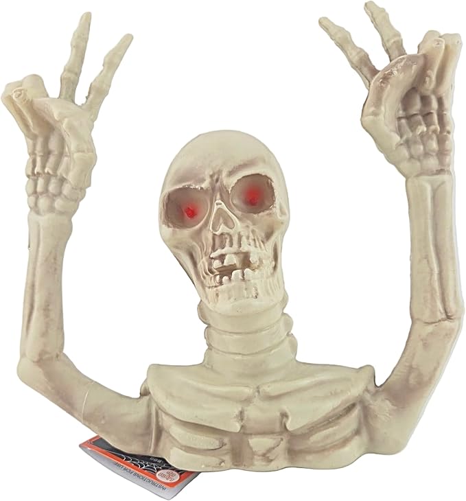 Funny Expression Upper Torso Plastic Skeleton with Light-Up Eyes