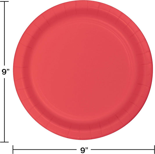 Creative Converting Round Paper Dinner Plates Coral 8.75" 24 Count