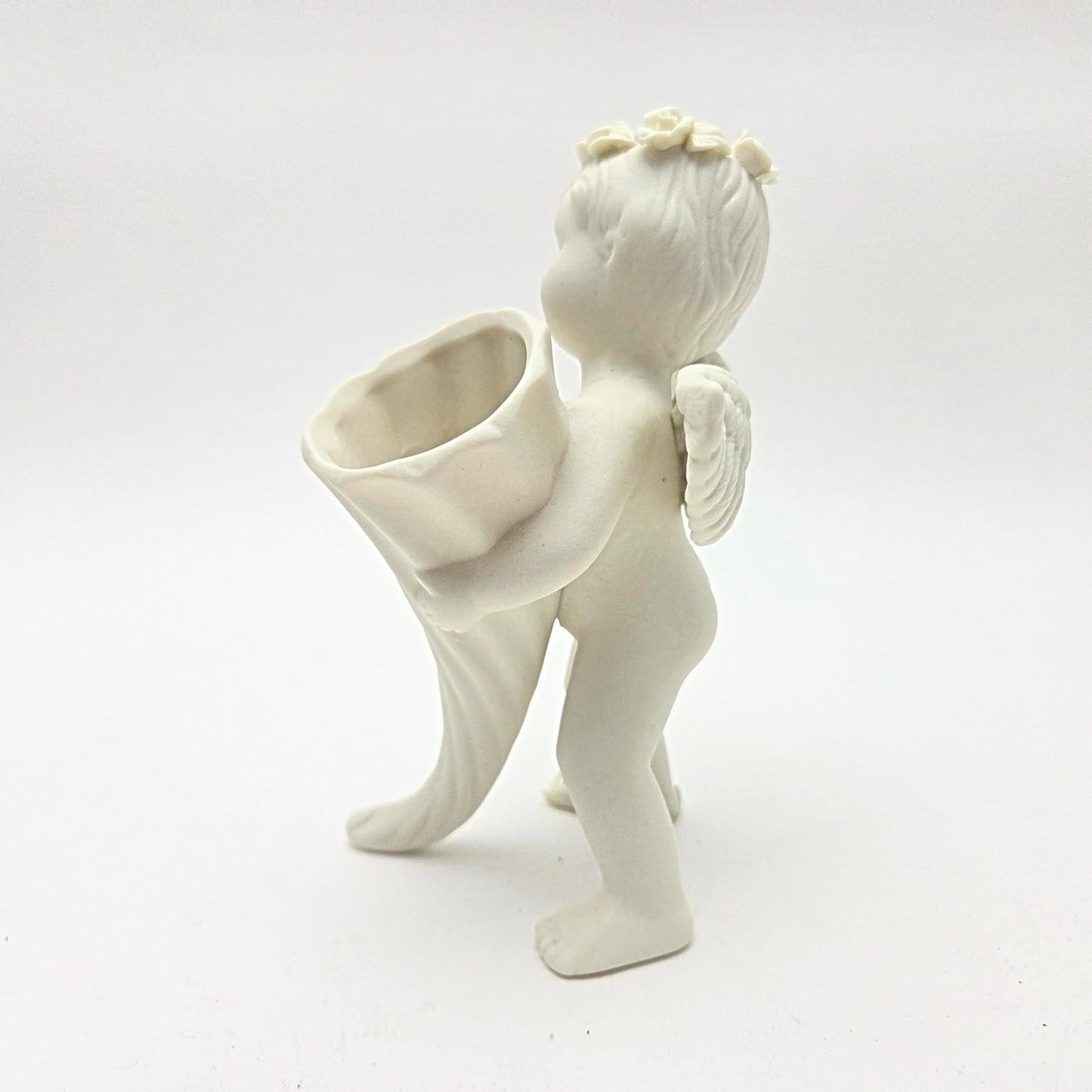 Party Favors Plus Off White Ceramic Angel Figurine with Cornucopia 5.5 Inch