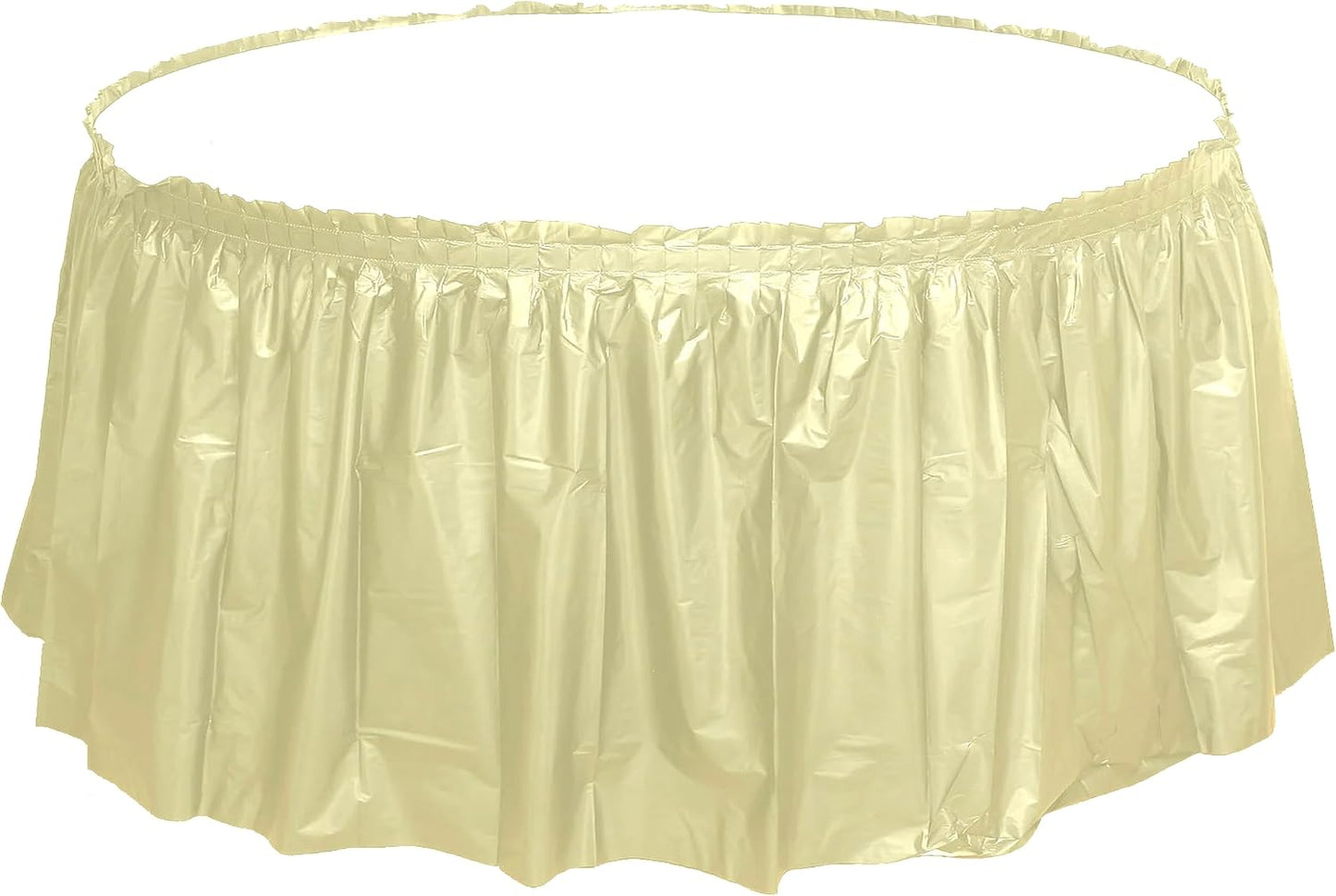 Party Favors Plus Ivory Plastic Tablecloth 84 Inch Round with Table Skirts 3 Piece Set