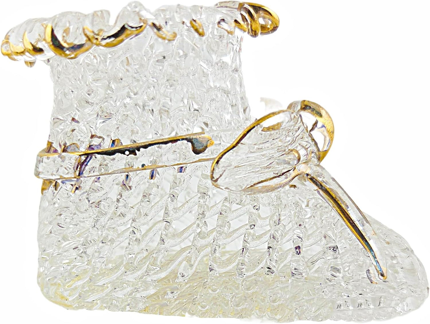 Party Favors Plus Resin Crystal Baby Bootie Ornament Clear Gold 2 Inch