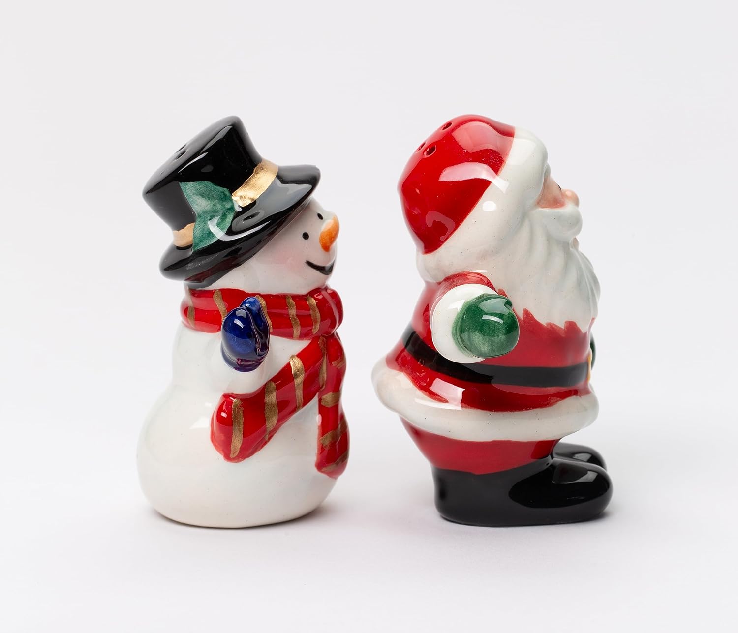 Cosmos Gifts Fine Ceramic Santa Claus & Snowman Best Friends Salt & Pepper Shakers Set 3-1/2" H