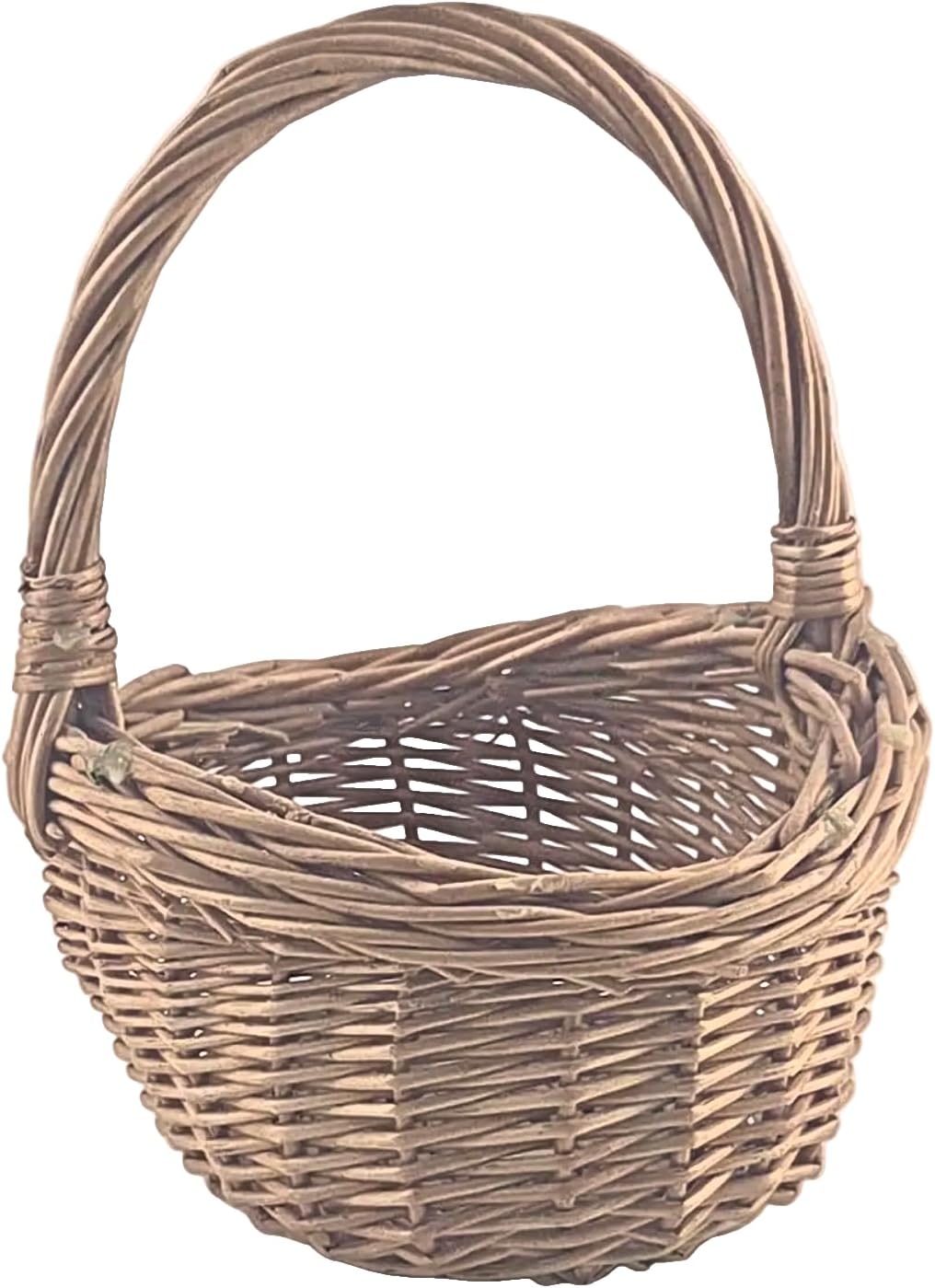 Light Brown Wicker Basket with Arched Handle, 1 Piece