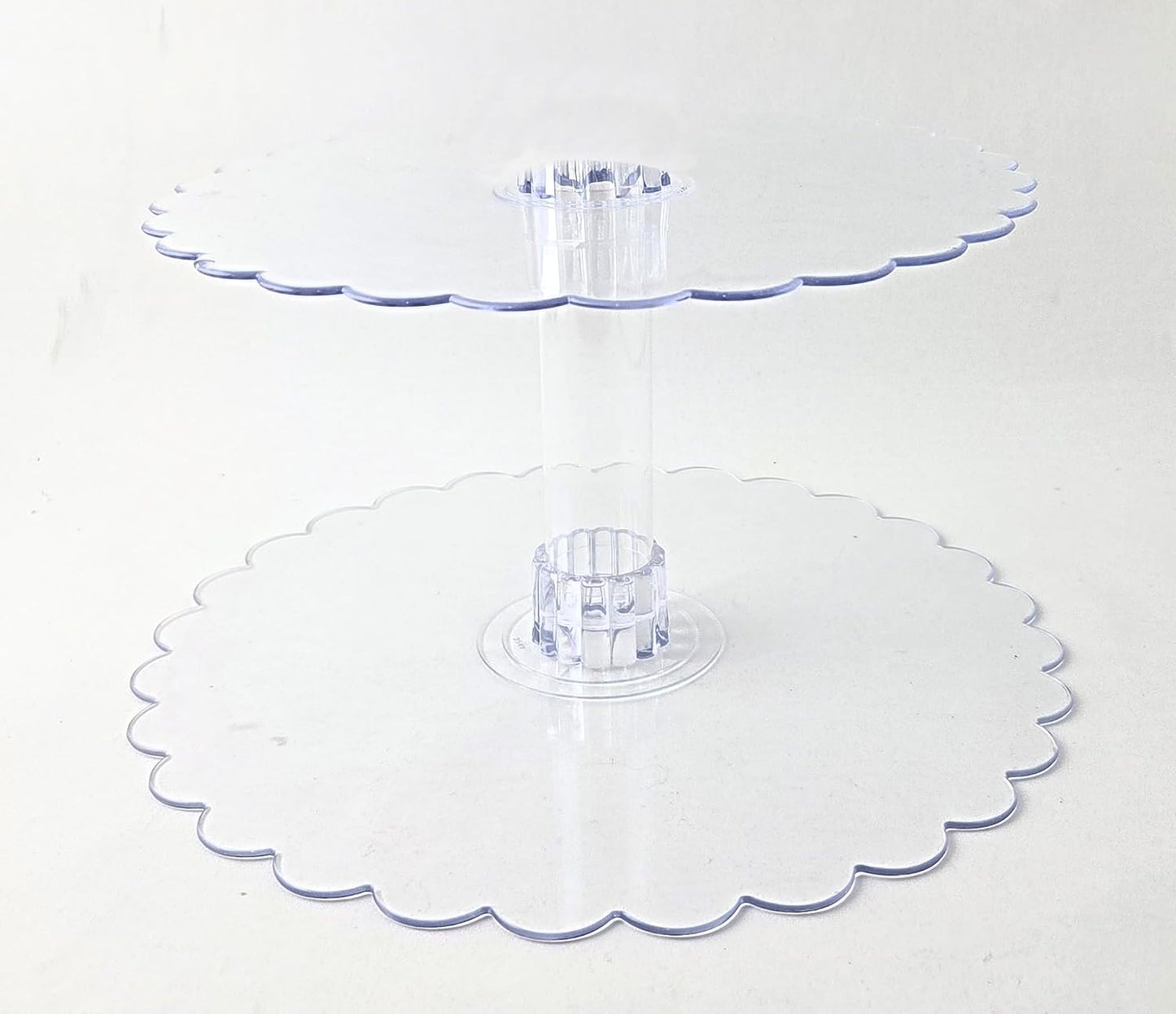 Party Favors Plus Clear Acrylic 2 Tier Cupcake Stand 14 Inch 12 Inch Scalloped Plates