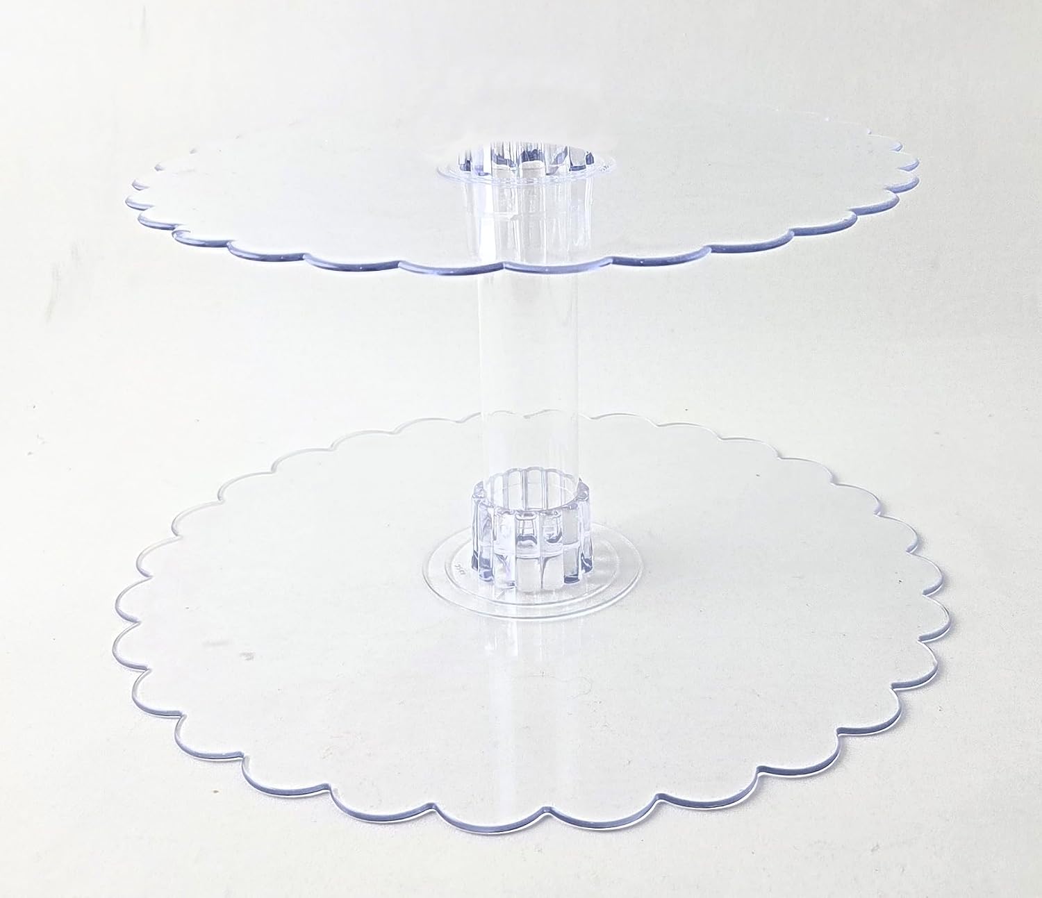 Party Favors Plus Clear Acrylic 2 Tier Cupcake Stand 14 Inch 12 Inch Scalloped Plates