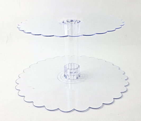 Party Favors Plus Clear Acrylic 2 Tier Cupcake Stand 14 Inch 12 Inch Scalloped Plates