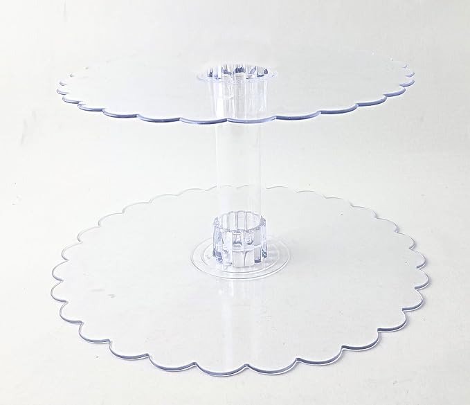 Party Favors Plus Clear Acrylic 2 Tier Cupcake Stand 14 Inch 12 Inch Scalloped Plates