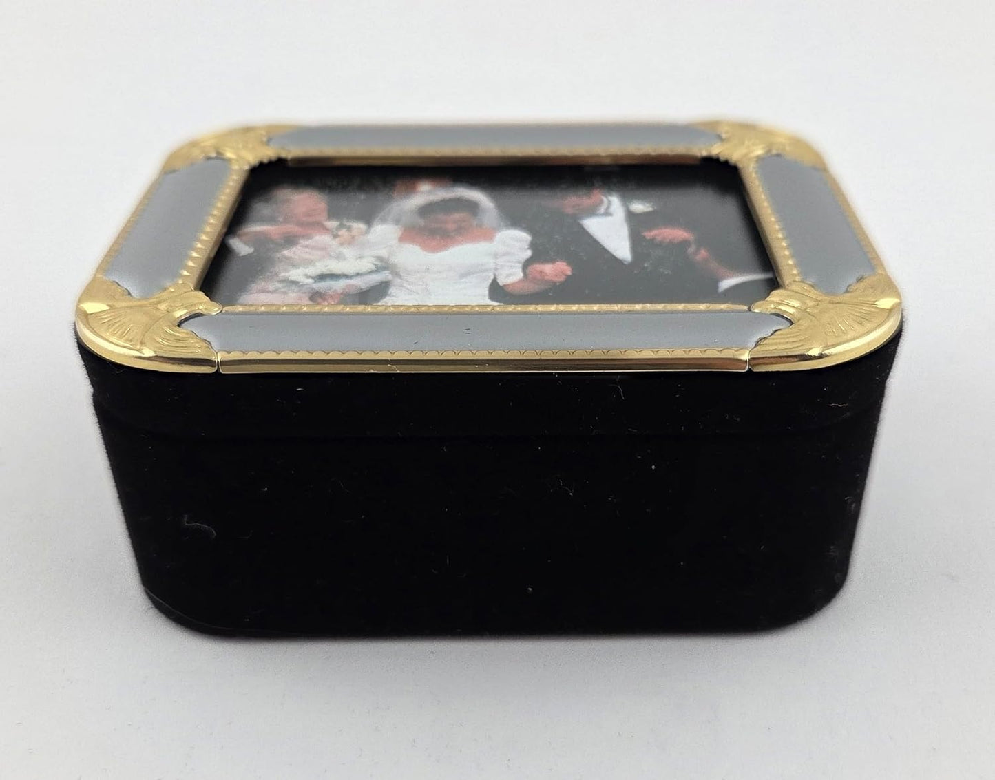 Party Favors Plus Black Velvet Jewelry Box Photo Frame Lid Set 2