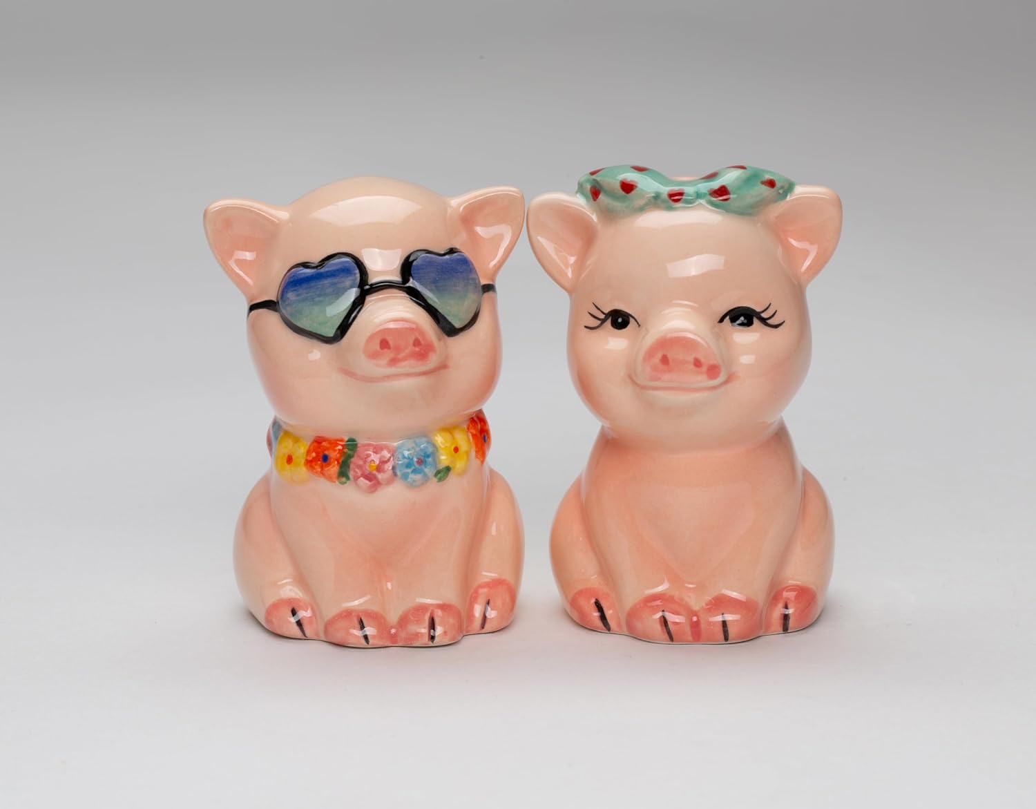 Cosmos Gifts Fine Ceramic Happy Pigs Couple Salt & Pepper Shakers Set 3-1/8" H