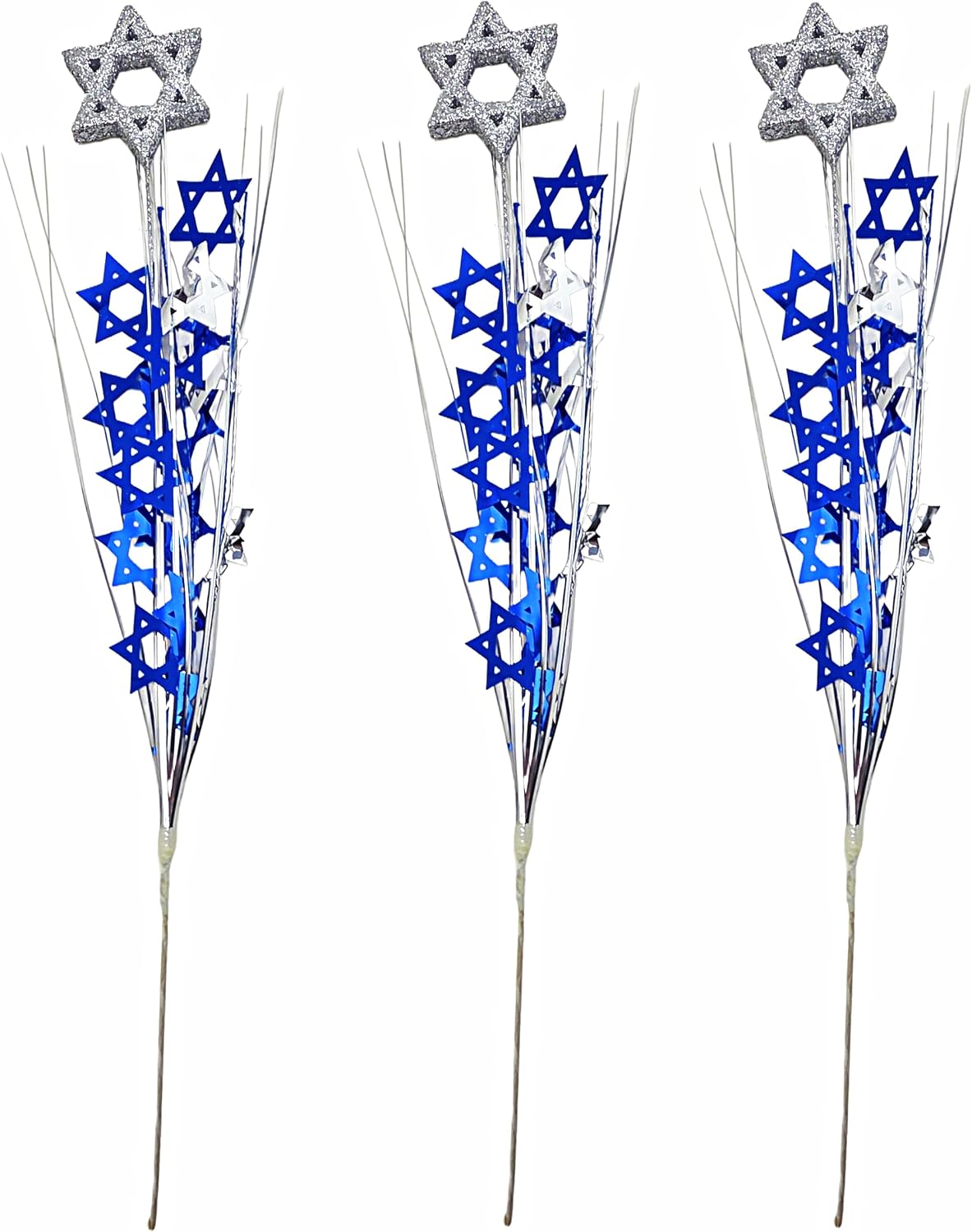 Star of David Metallic Spray Decorations, 3 Pieces