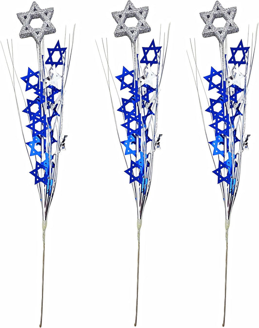 Star of David Metallic Spray Decorations, 3 Pieces