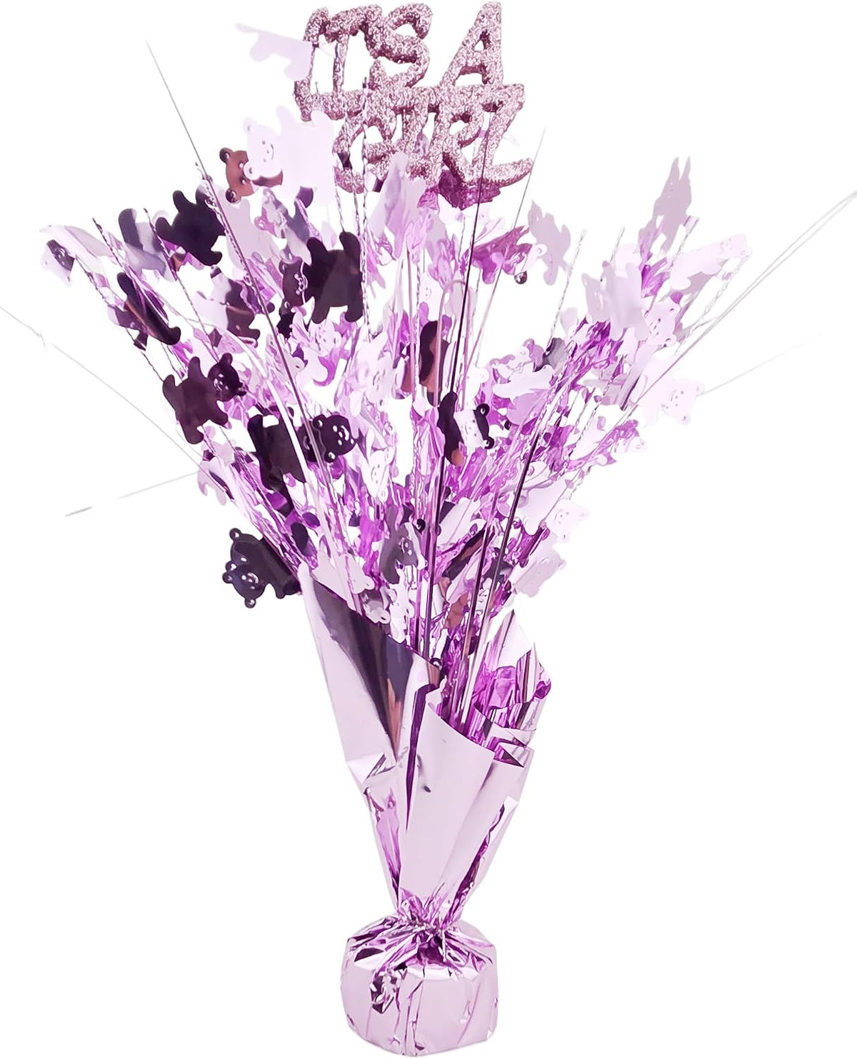 Metallic Pink It's a Girl Balloon Weight Centerpieces, 2 Pieces