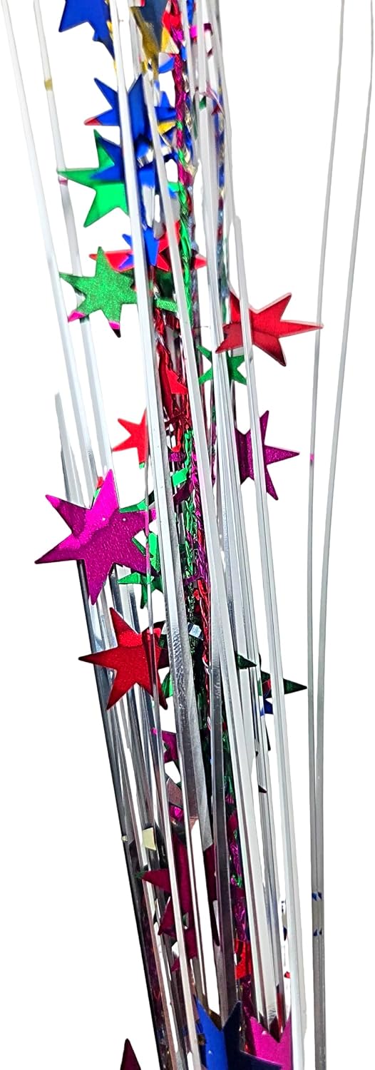 Multicolored Metallic Star 70th Birthday Onion Grass Picks, 3 Pieces