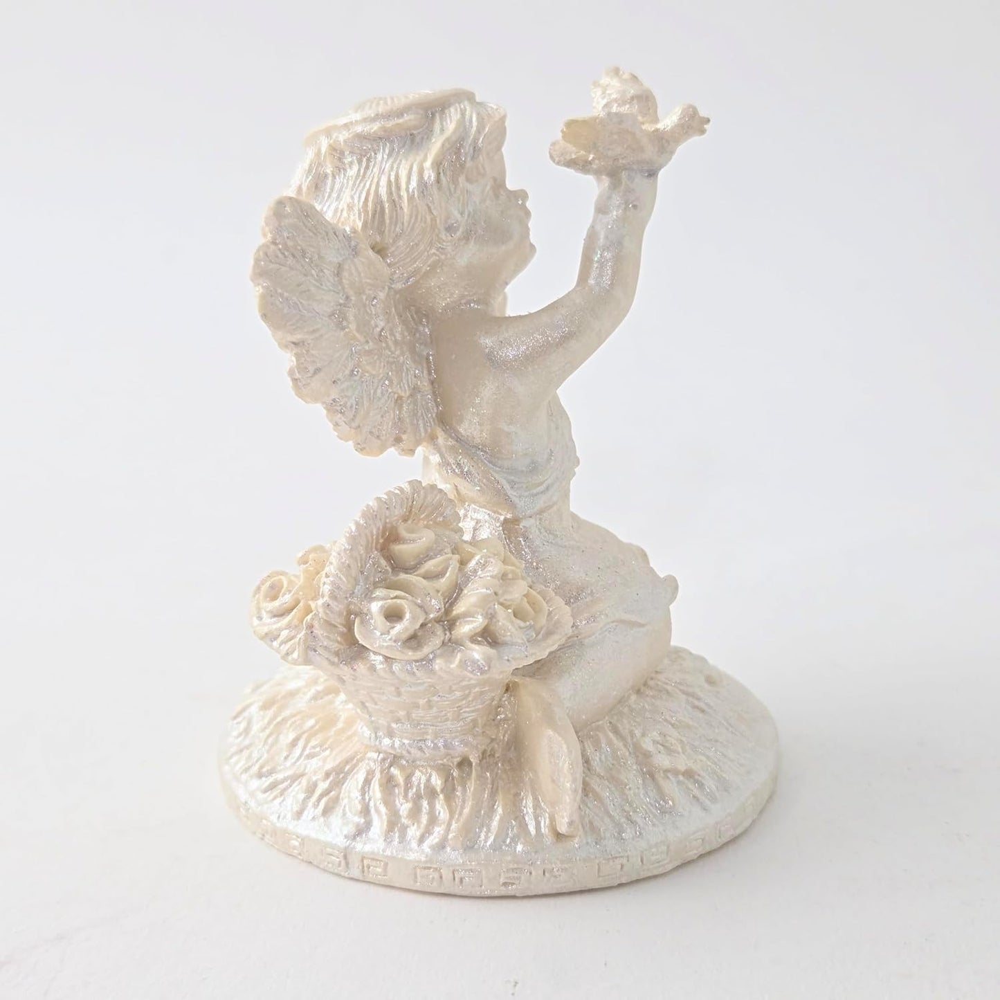 Party Favors Plus Off White Polyresin Angel Holding Dove Figurine 3.5 Inch