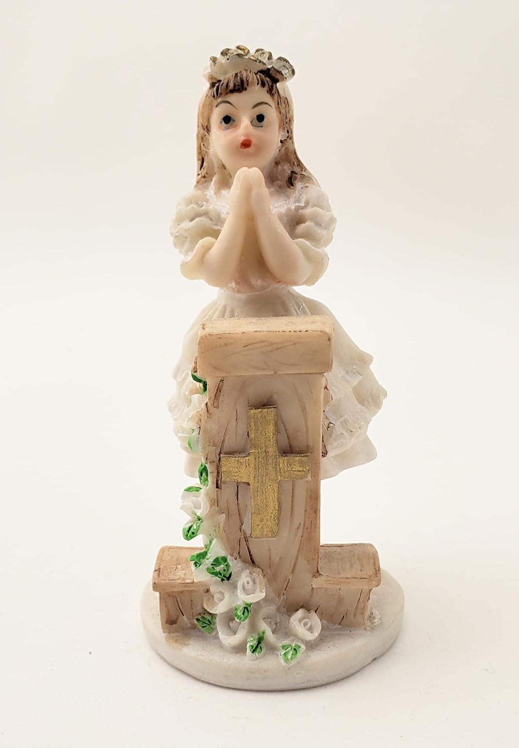 Party Favors Plus White Polyresin First Communion Girl Figurine 4 Inch Set of 2