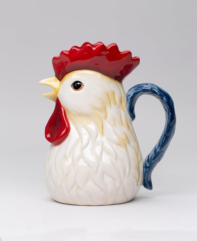 Cosmos Gifts Fine Ceramic Rooster Pitcher 7-3/4" H