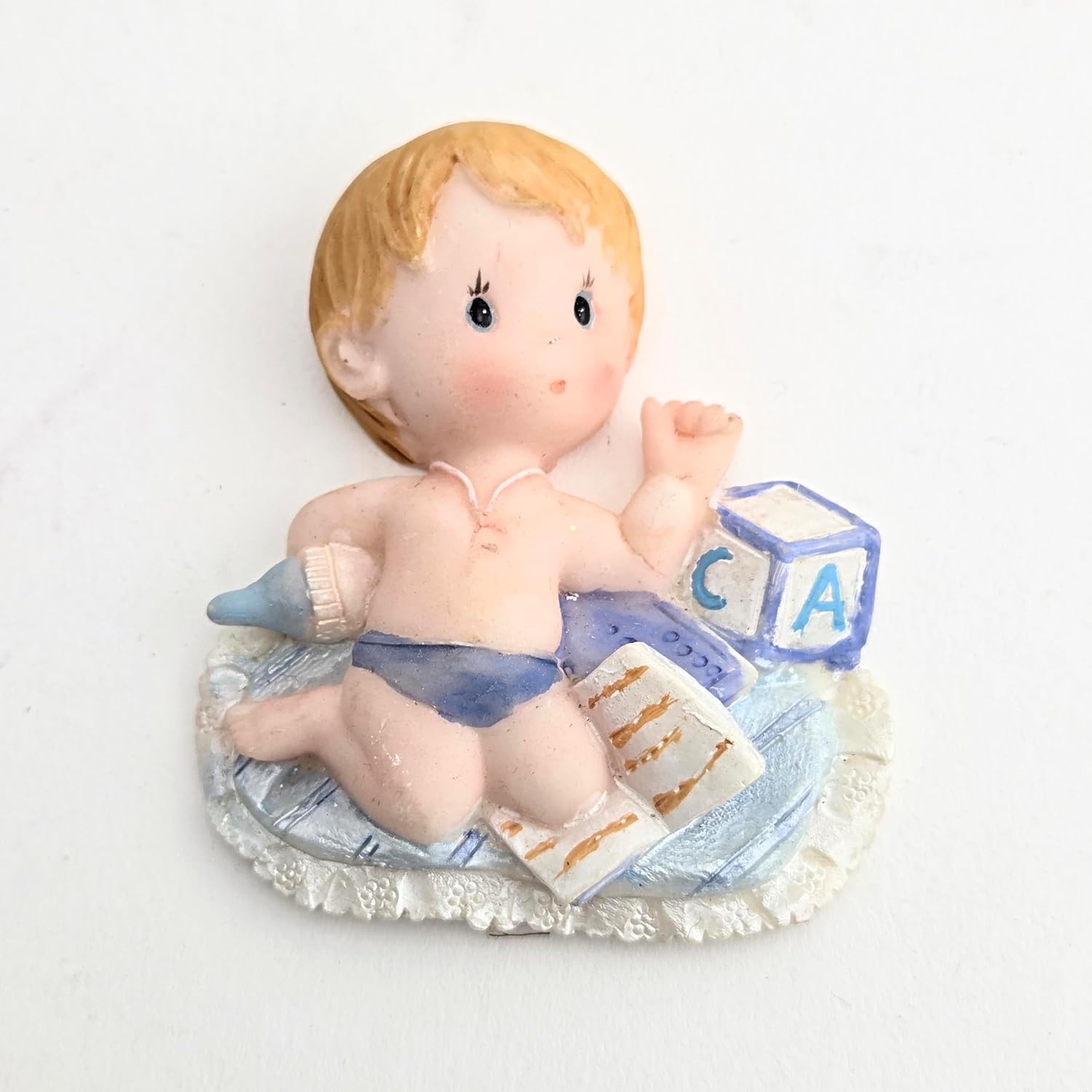 Party Favors Plus Blue White Polyresin Baby Boy Bottle Blanket Magnet 3 Inch 2 Piece Set
