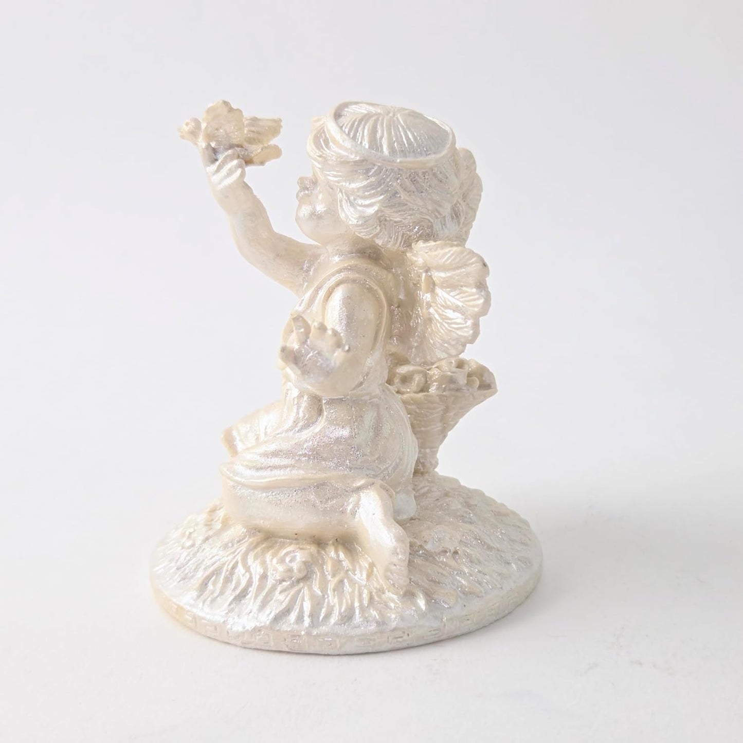 Party Favors Plus Off White Polyresin Angel Holding Dove Figurine 3.5 Inch