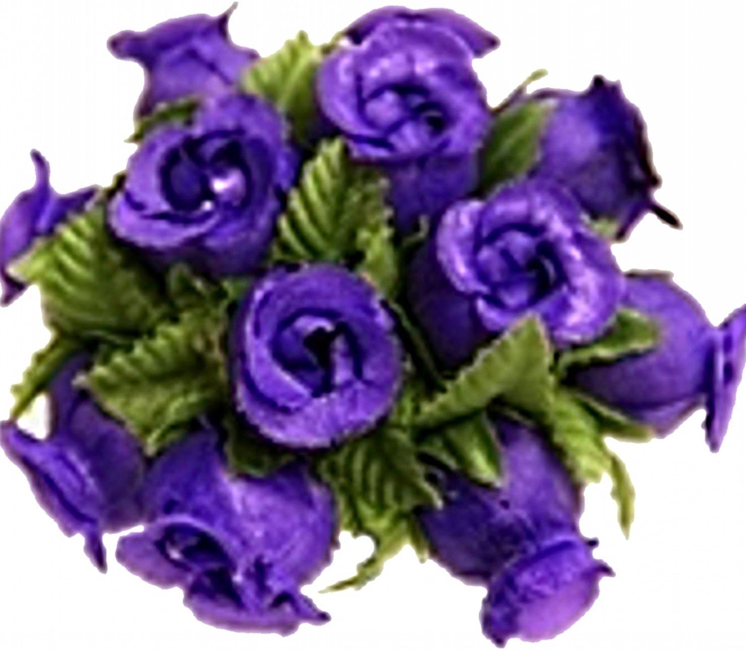 144 Miniature Poly Rose Silk Favor Flower Pick Wedding Shower - Purple