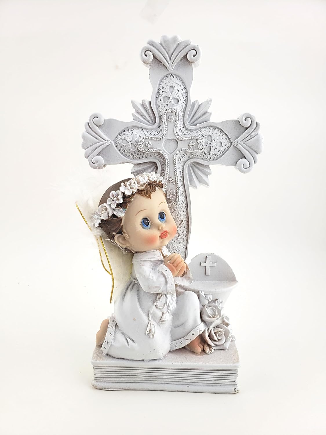 Party Favors Plus White Polyresin First Communion Praying Angel Figurine 8 Inch