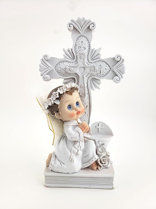 Party Favors Plus White Polyresin First Communion Praying Angel Figurine 8 Inch