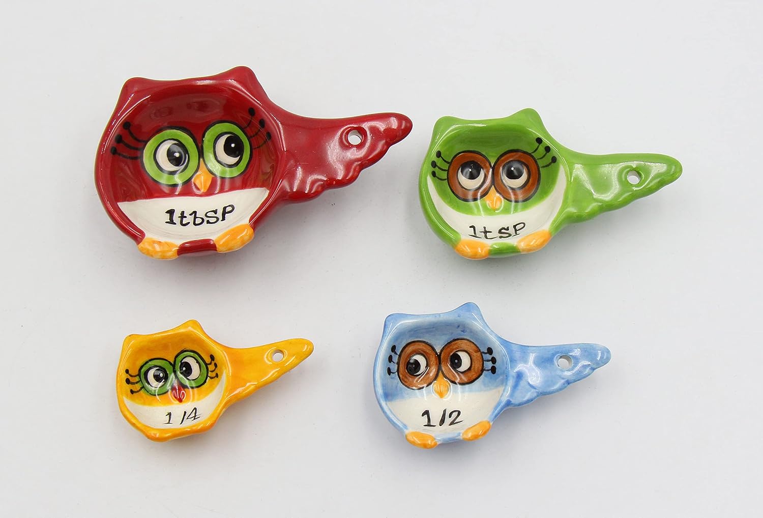 Cosmos Gifts Ceramic Owl Measuring Spoon Set 4-Piece 10910