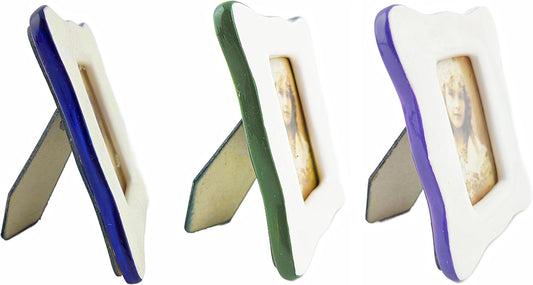 Party Favors Plus Ceramic Photo Frames Scalloped Edge 4x3.5 Inches Set of 3
