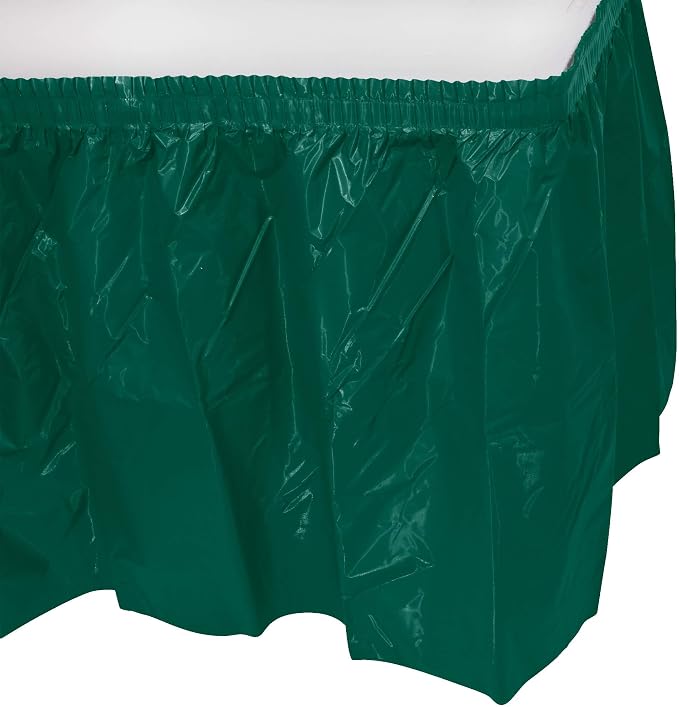 Party Favors Plus Hunter Green Plastic Table Skirts 29in x 13ft Stretches to 19ft 3 Pack