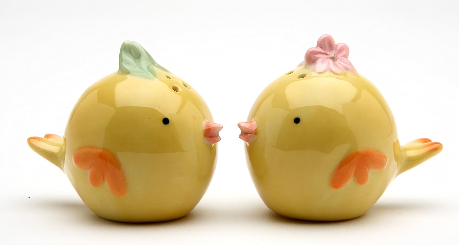 Cosmos Gifts Fine Porcelain Cute Little Yellow Chicks Birds Salt & Pepper Shakers Set 2-1/4" L