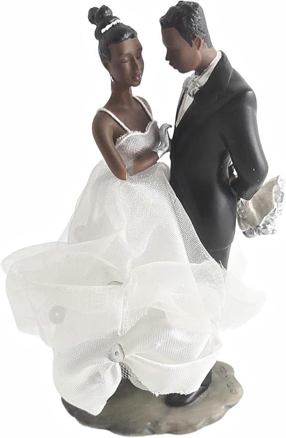 African American Bride and Groom Wedding Cake Topper, 1 Piece