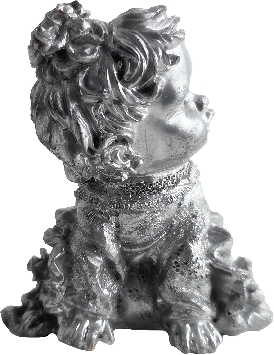 Party Favors Plus Silver Polyresin Crawling Little Girl Figurine 3.5 Inch