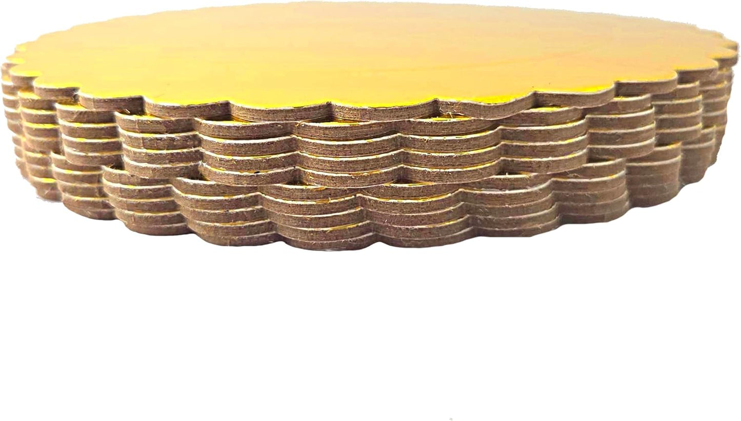 Party Favors Plus Gold Round Cake Boards Scalloped Edge Heavy Duty 8 Inch 10 Count
