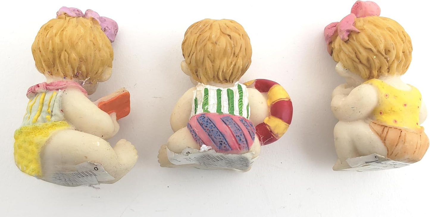 Party Favors Plus Blue Pink White Polyresin Baby Figurines 2.5 Inch Set of 5