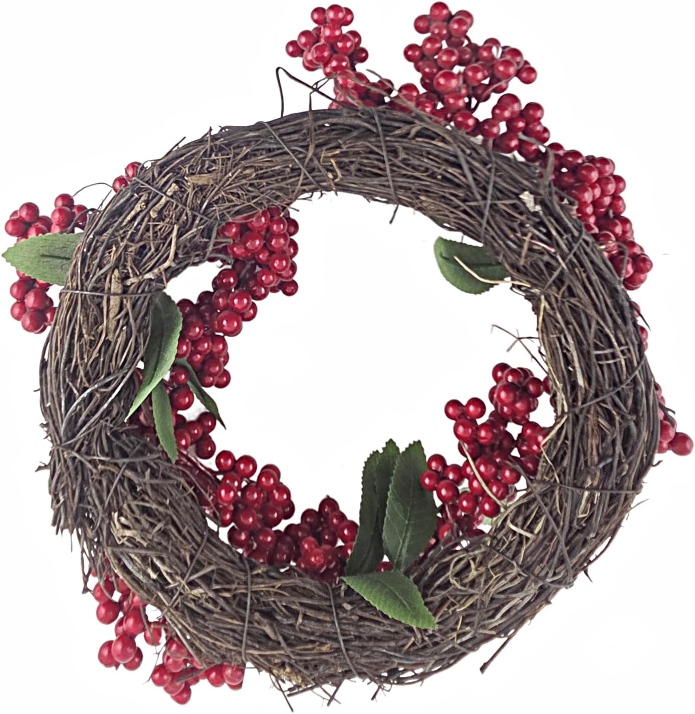 Christmas Red Berry Wreath on Twig Base, 12 in.