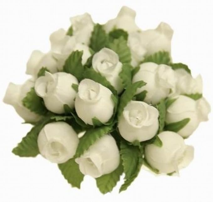 144 Miniature Poly Rose Silk Favor Flower Pick Wedding Shower - Ivory