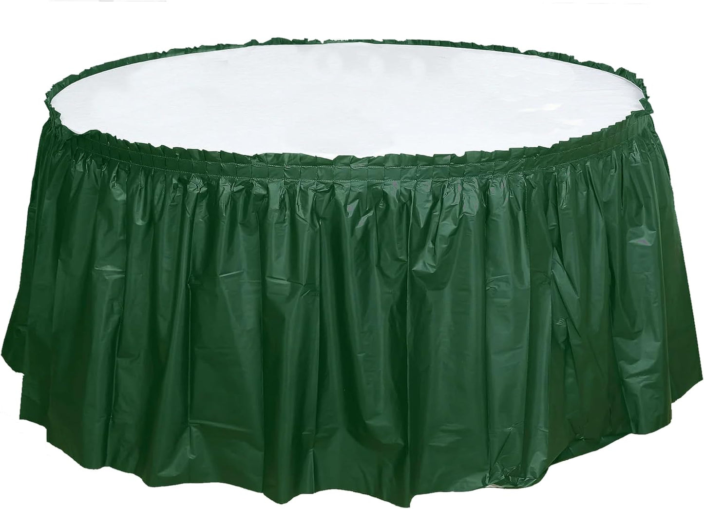 Party Favors Plus Hunter Green Plastic Tablecloth 84 Inch Round with 2 Table Skirts 3 Piece Set
