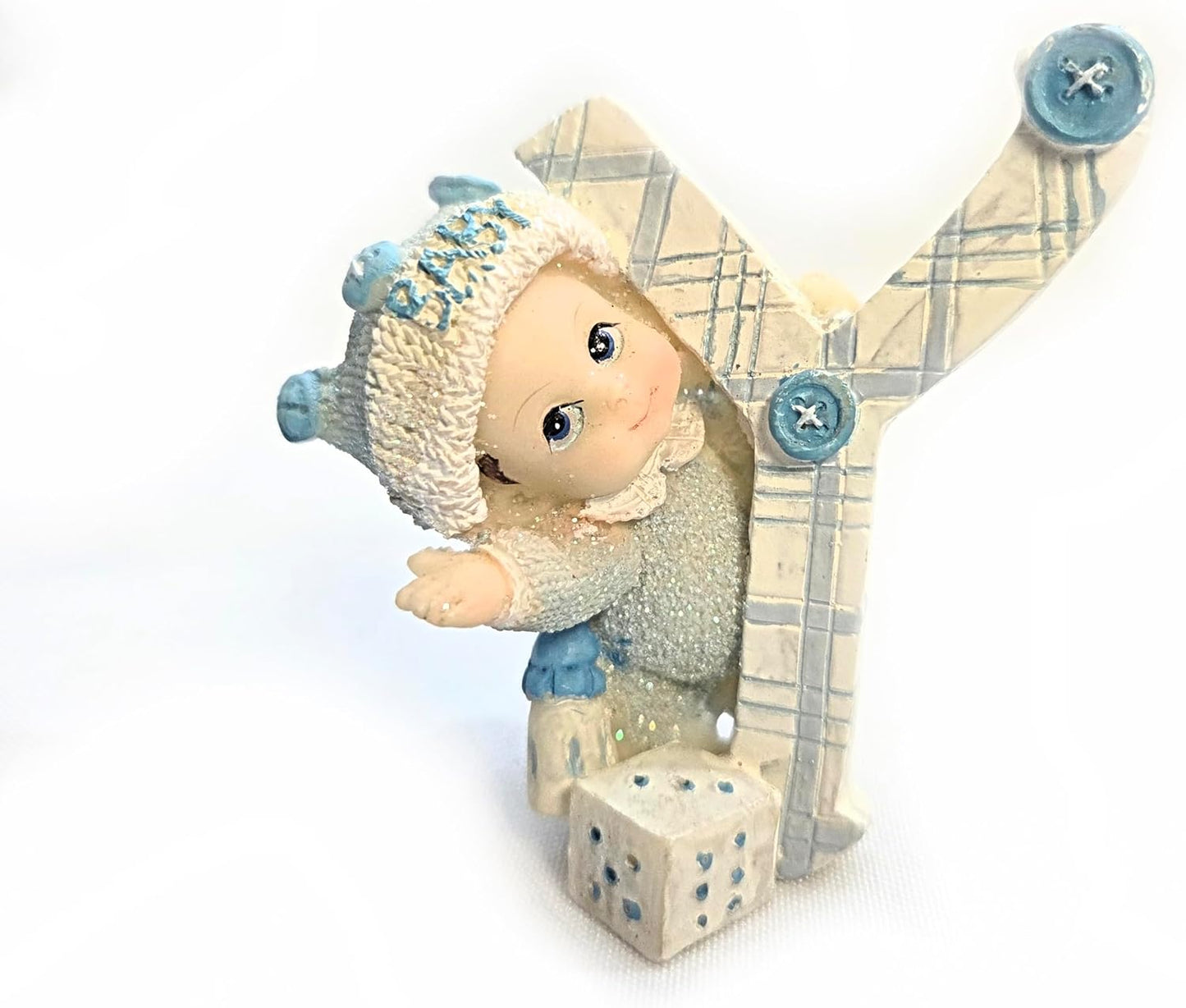 Party Favors Plus Polyresin Baby Figurines Blue White 4 Piece
