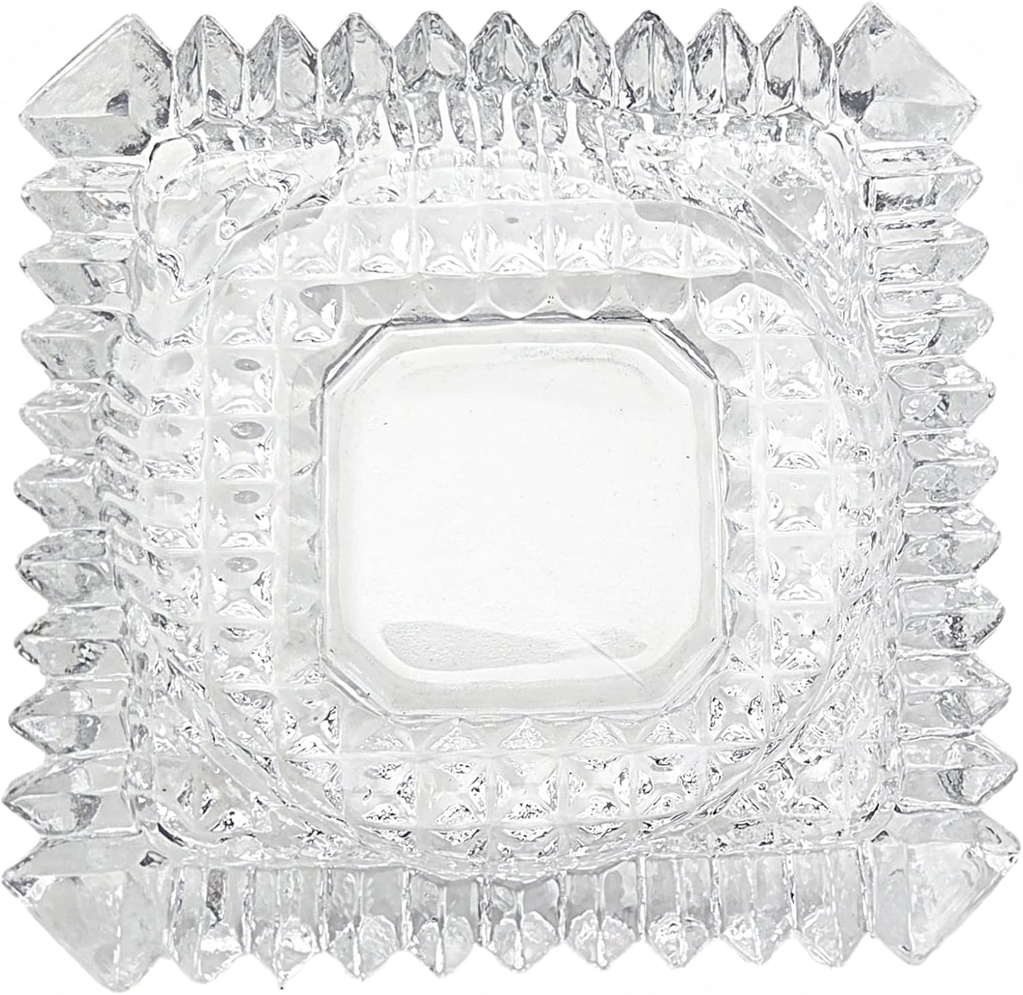 Party Favors Plus Clear Cut Glass Candy Dish Square Diamond Point 5x5 Inch