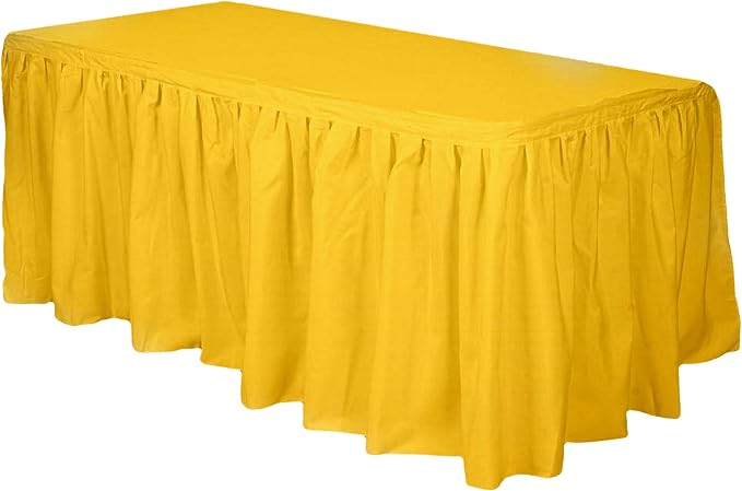 Party Favors Plus Harvest Yellow Plastic Rectangular Tablecloth with Skirt 54x108 Inch 2 Count