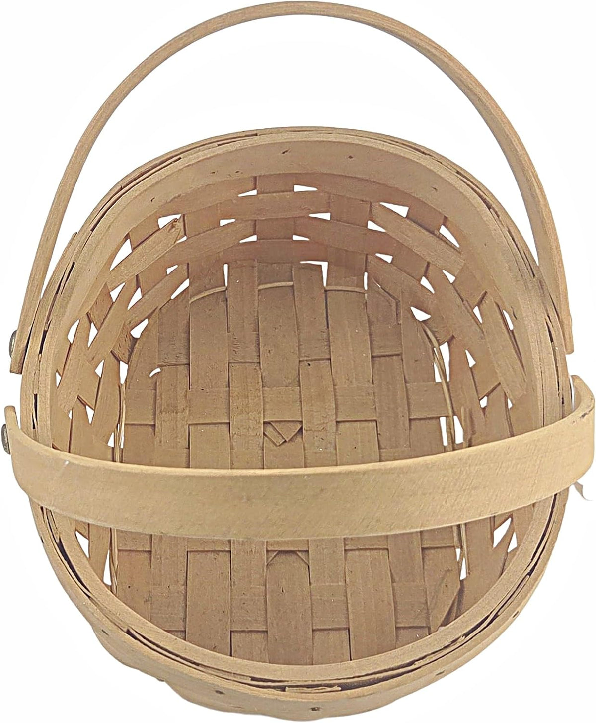 Natural Woven Woodchip Oval Baskets with Dual Handles, 1 Piece