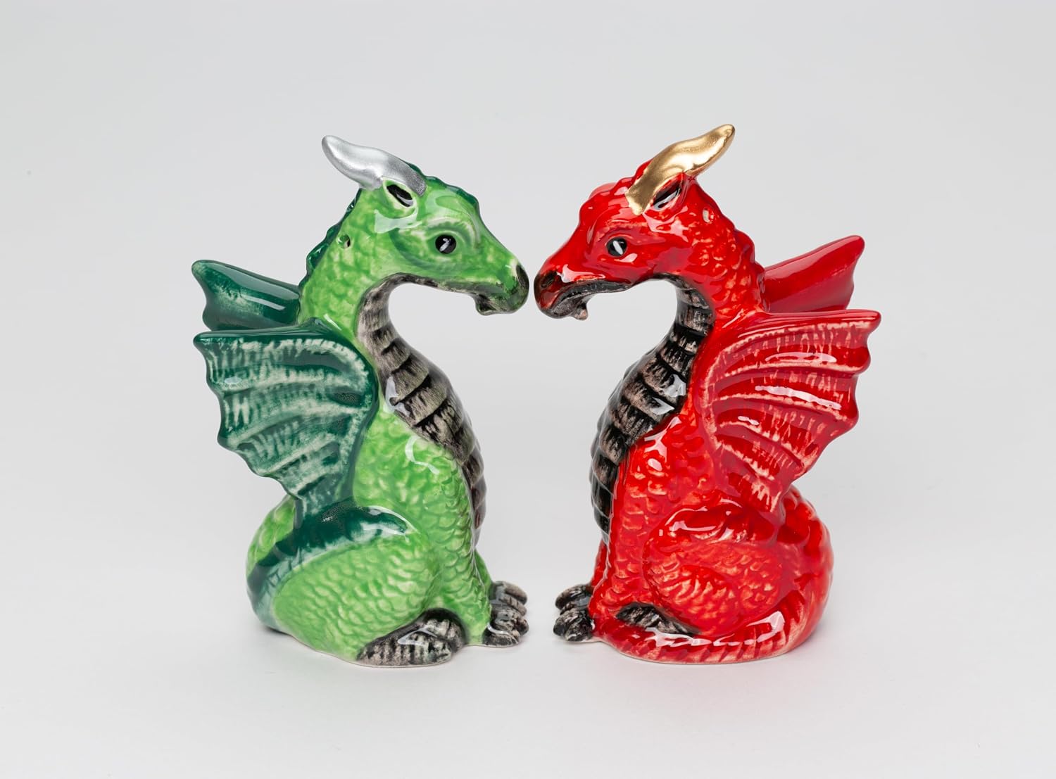 Cosmos Gifts Fine Ceramic Medieval Dragon Salt & Pepper Shakers Set 4" H