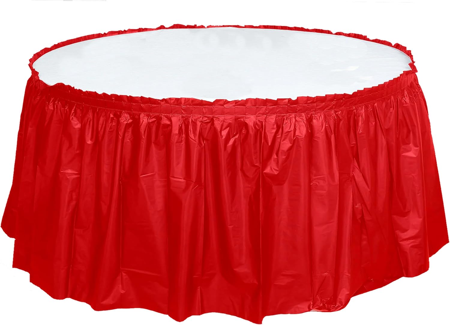 Party Favors Plus Red Plastic Tablecloth 84 Inch Round with 2 Table Skirts 3 Piece Set