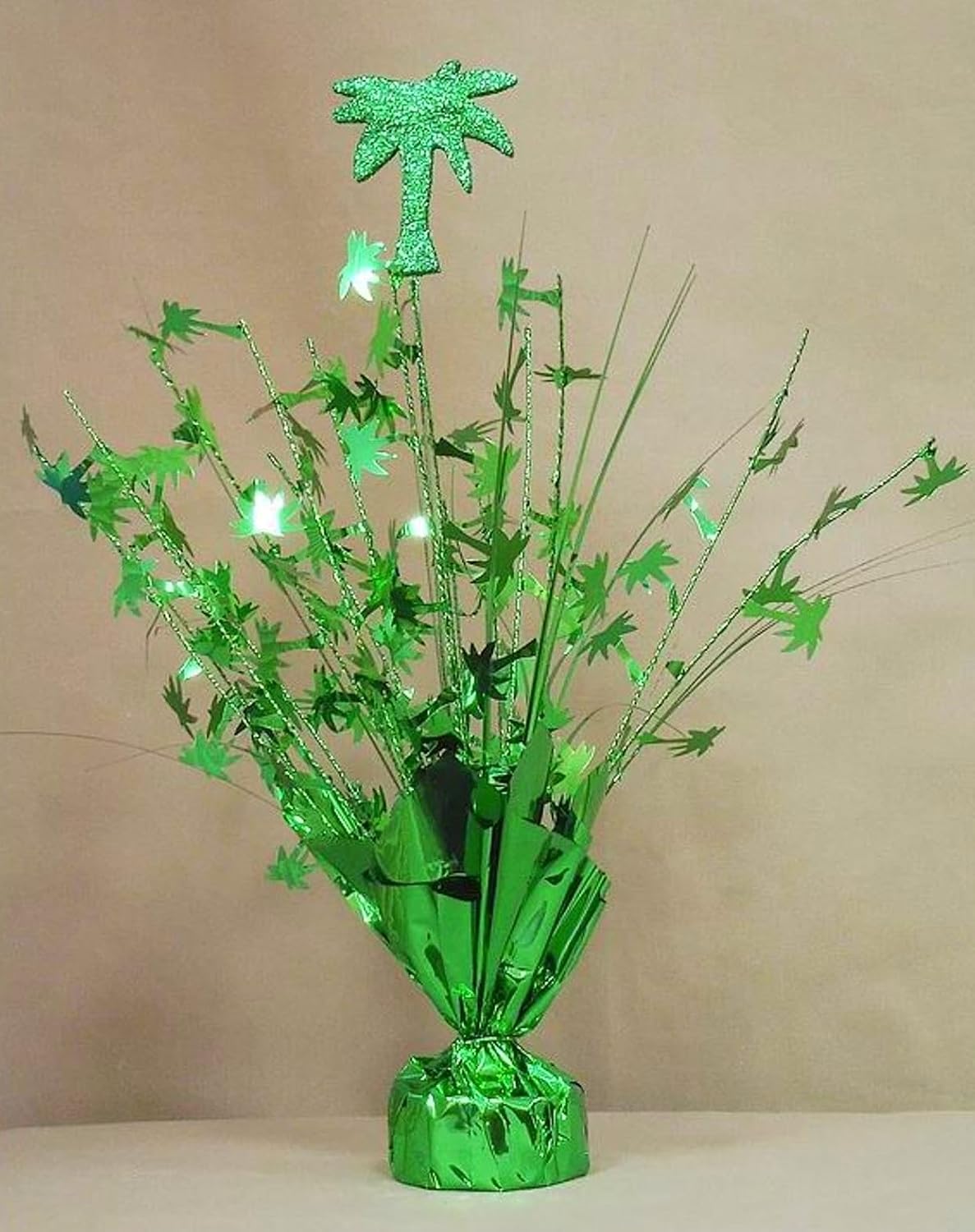 Metallic Green Palm Tree Balloon Weight Centerpieces, 2 Pieces